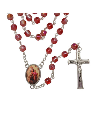 Rosario Cristal 6Mm Rojo Achatado...