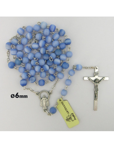Rosario Cristal Liso 6Mm Azul Con...