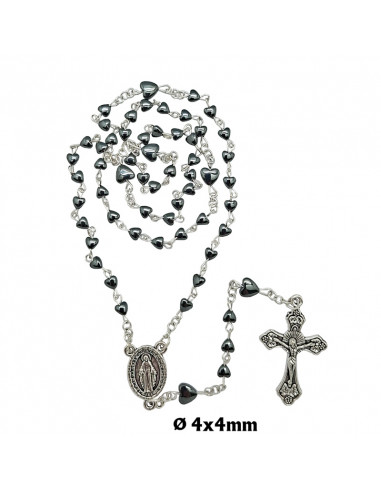 Rosario Hematita Corazones 4Mm Paters...