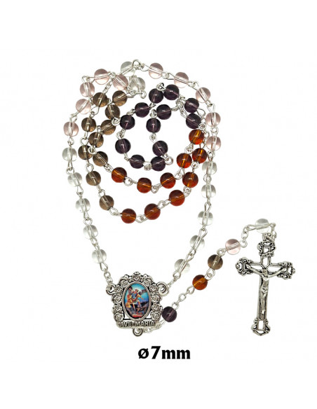 Rosario Cristal Liso 6Mm San Benito Multicolor Fases De Trasparente A Negro