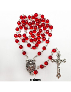 Rosario Cristal Liso rojo...