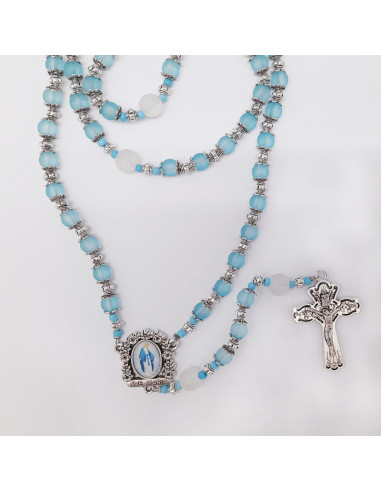 Rosario Cristal Liso Satinado Azul 6M...