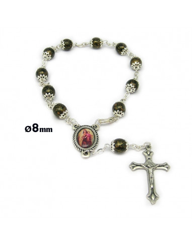 Rosario Cristal Liso Blanco 8Mm Con...