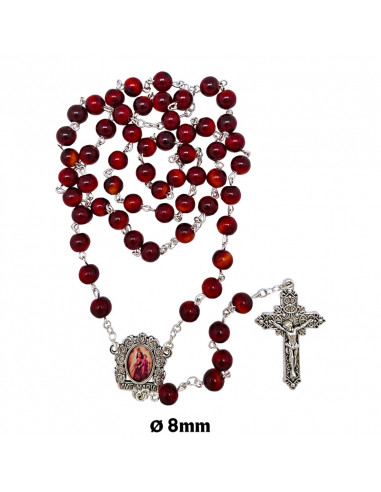 Rosario Cristal Liso 8Mm Rojo Intenso...