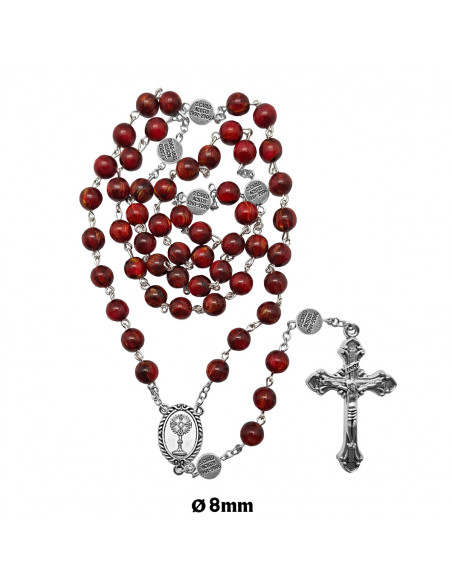 Rosario Cristal Liso 8Mm San Carlo Acutis con medallas en los paters