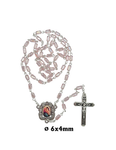 Rosario Cristal Tallado 6X4mm Rosa...