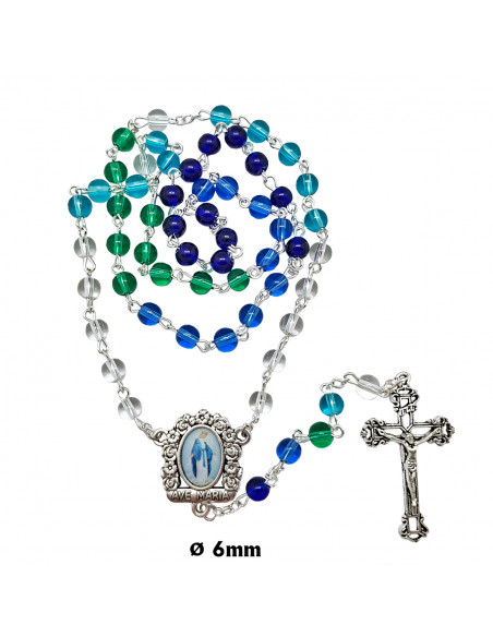 Rosario Cristal Liso 6Mm Multicolor Varias Fases De Trasparente A Azul Intenso