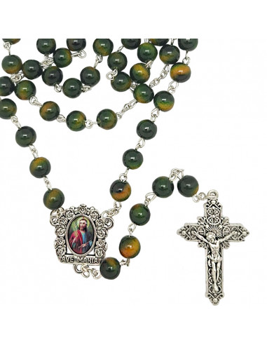 Rosario Cristal Liso 8Mm Verde Y...