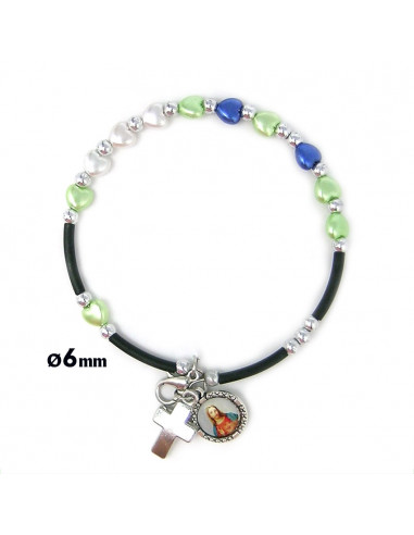 Brazalete Corazones De Colores Perlados 6mm