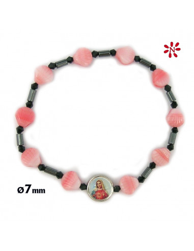 Brazalete Cristal Conchas Rosas 7mm...