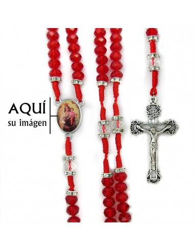 Rosario Cuerda Bola Roja Cristal 8Mm...