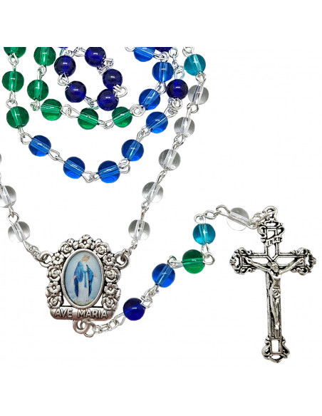 Rosario Cristal Liso 6Mm Multicolor Varias Fases De Trasparente A Azul Intenso