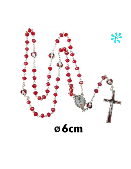 Rosario Cuerda Bola Azul Cristal 8Mm Con Piedras En Paters