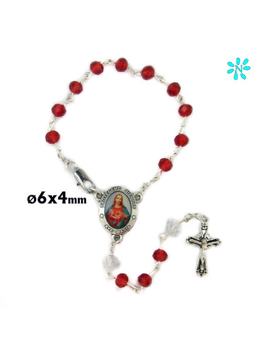 Decena Cristal Tallado Rojo 6X4mm