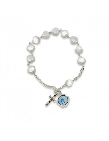 Brazalete Cristal Blanco Conchas Santiago 7mm