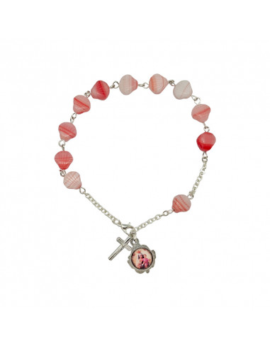 Brazalete Cristal Rosa Conchas Santiago 7mm