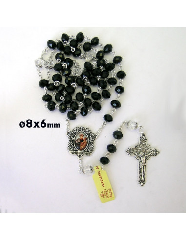 Rosario Cristal Negro Oval 8X6mm...