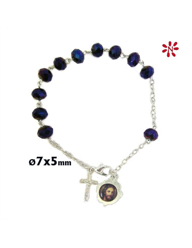 Rosario Brazalete Cristal Violeta 7X5mm