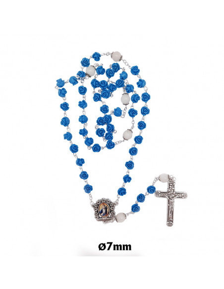 Rosario Resina Flor Azul 8Mm Paters Nacar Con Copeta