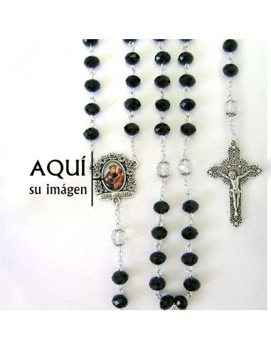 Rosario Cristal Negro Oval 8X6mm...