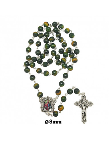 Rosario Cristal Liso 8Mm Verde Y...