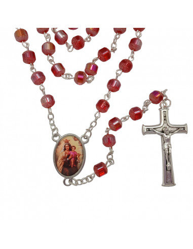 Rosario Cristal 6Mm Rojo Achatado...