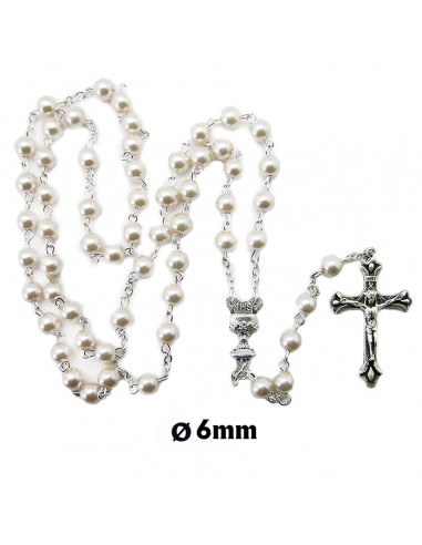 Rosario Cristal 6Mm Imitacion Perla...