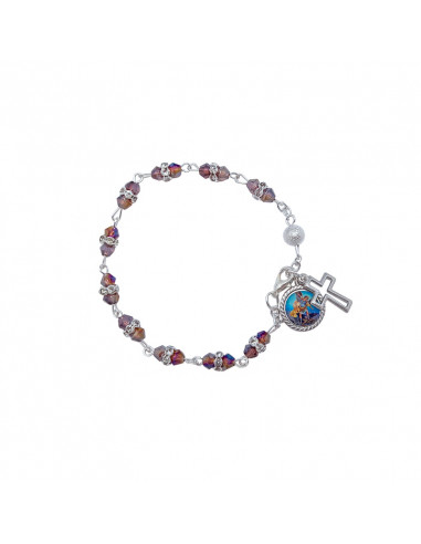 Pulsera Cristal Morado 4mm Doble Con...