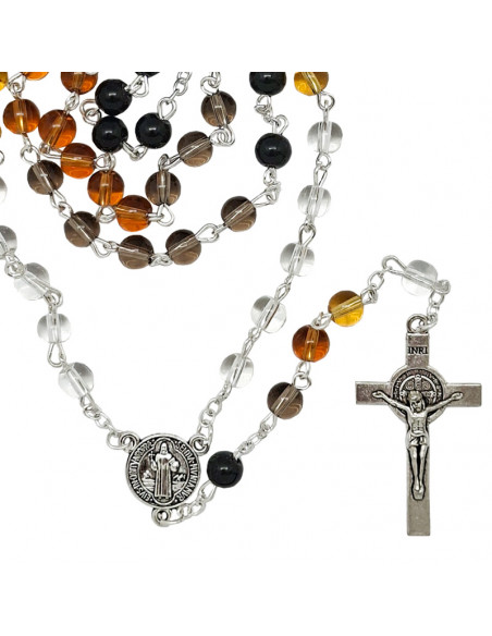 Rosario Cristal Liso 6Mm San Benito Multicolor Fases De Trasparente A Negro