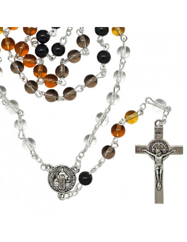 Rosario Cristal Forma Cubo 6X6mm Azul