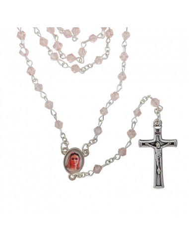 Rosario Cristal Rombo Tallado 4Mm Rosa