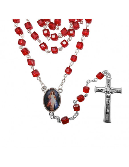 Rosario Cristal Tallado 9X6mm Celeste Satinado Gota Agua