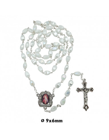 Rosario Cristal Tallado 9X6mm Blanco...