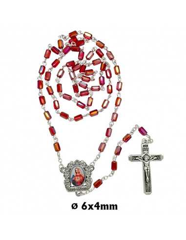 Rosario Cristal Tallado 6X4mm Rojo...