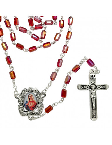 Rosario Cristal Tallado 6X4mm Rojo...