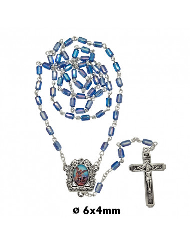 Rosario Cristal Tallado 6X4mm Azul...
