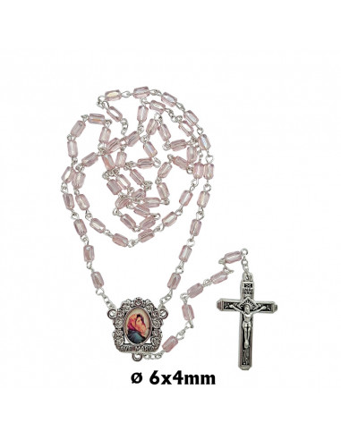Rosario Cristal Tallado 6X4mm Rosa...