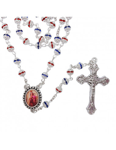 Rosario Cristal Rojo Y Azul 6Mm Con...