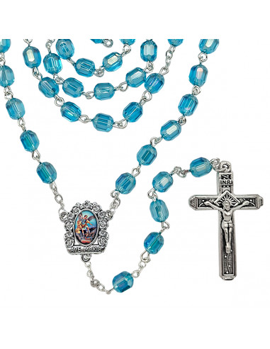 Rosario Cristal Liso 6Mm Azul Claro