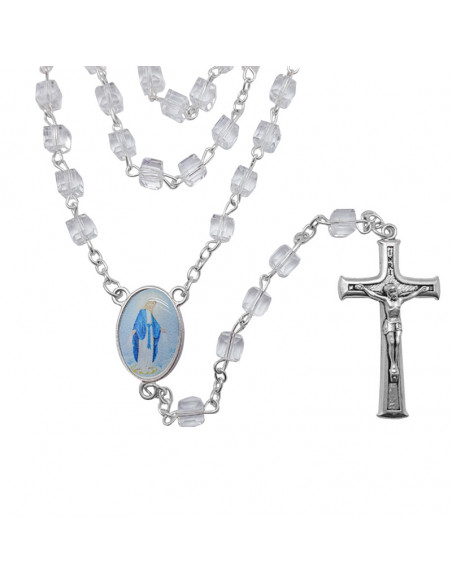 Rosario Cristal Forma Cubo 6X6mm Transparente