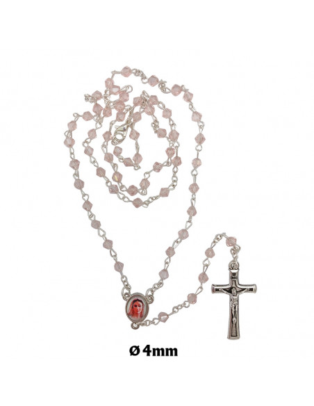 Rosario Cristal Rombo Tallado 4Mm Rosa