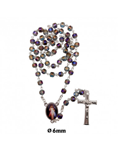 Rosario Cristal 6Mm Morado Achatado...