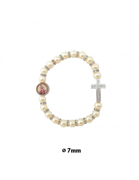 Rosario Hematites Grano 3 Discos Paters Corazon Metal Con Puñal