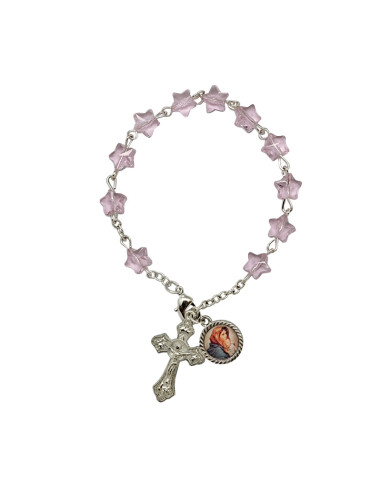 Brazalete Cristal Estrellas Rosas 8Mm