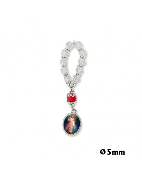 Rosario Cristal Tallado 7X6mm Azul Tipo Barril Ancho Con Reflejos