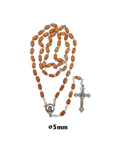 Rosario Madera Rectangular Marron 5mm