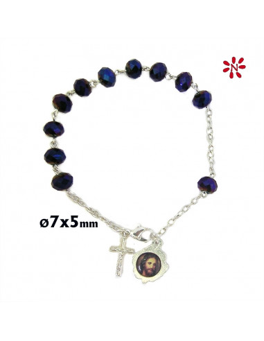 Rosario Brazalete Cristal Violeta 7X5mm