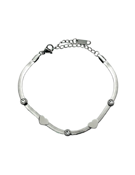 Pulsera Acero Rigido Corazones Con Cierre