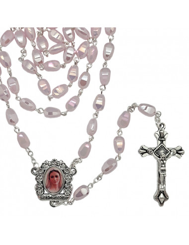 Rosario Cristal Tallado 9X6mm Rosa...