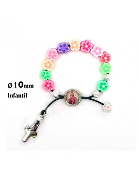 Rosario Resina Flor Azul 8Mm Paters Nacar Con Copeta